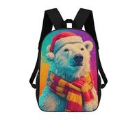 sinyumoney Mochila Escolar Impresa En 3D 17inch Mochila Infantil Christmas Polar Bear Art Print Bolsas Para Libros Bolsas De Viaje De Alta Capacidad Para Niños/estudiantes/adultos