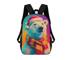 sinyumoney Mochila Escolar Impresa En 3D 17inch Mochila Infantil Christmas Polar Bear Art Print Bolsas Para Libros Bolsas De Viaje De Alta Capacidad Para Niños/estudiantes/adultos