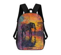 sinyumoney Mochila Escolar Impresa En 3D 17inch Mochila Infantil Colorful Elephant Sunset Art Print Bolsas Para Libros Bolsas De Viaje De Alta Capacidad Para Niños/estudiantes/adultos