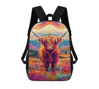 sinyumoney Mochila Escolar Impresa En 3D 17inch Mochila Infantil Colorful Highland Cow Art Print Bolsas Para Libros Bolsas De Viaje De Alta Capacidad Para Niños/estudiantes/adultos