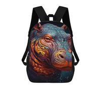 sinyumoney Mochila Escolar Impresa En 3D 17inch Mochila Infantil Colorful Hippo Illustration Bolsas Para Libros Bolsas De Viaje De Alta Capacidad Para Niños/estudiantes/adultos