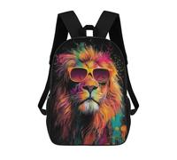 sinyumoney Mochila Escolar Impresa En 3D 17inch Mochila Infantil Colorful Lion Sunglasses Art Print-2 Bolsas Para Libros Bolsas De Viaje De Alta Capacidad Para Niños/estudiantes/adultos
