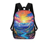 sinyumoney Mochila Escolar Impresa En 3D 17inch Mochila Infantil Colorful Mountain Sunset Landscape-3 Bolsas Para Libros Bolsas De Viaje De Alta Capacidad Para Niños/estudiantes/adultos