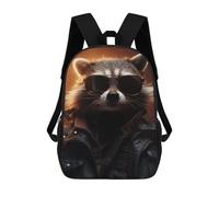 sinyumoney Mochila Escolar Impresa En 3D 17inch Mochila Infantil Cool Raccoon Sunglasses Bolsas Para Libros Bolsas De Viaje De Alta Capacidad Para Niños/estudiantes/adultos
