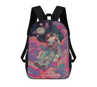 sinyumoney Mochila Escolar Impresa En 3D 17inch Mochila Infantil Cosmic Cat Astronaut Adventure-1 Bolsas Para Libros Bolsas De Viaje De Alta Capacidad Para Niños/estudiantes/adultos