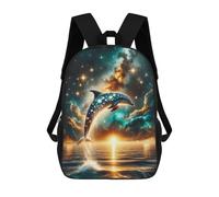 sinyumoney Mochila Escolar Impresa En 3D 17inch Mochila Infantil Cosmic Dolphin Bolsas Para Libros Bolsas De Viaje De Alta Capacidad Para Niños/estudiantes/adultos