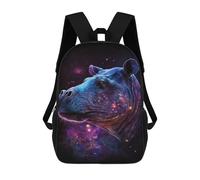 sinyumoney Mochila Escolar Impresa En 3D 17inch Mochila Infantil Cosmic Hippo Portrait-13 Bolsas Para Libros Bolsas De Viaje De Alta Capacidad Para Niños/estudiantes/adultos