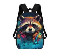 sinyumoney Mochila Escolar Impresa En 3D 17inch Mochila Infantil Cosmic Raccoon Adventure Gear-2 Bolsas Para Libros Bolsas De Viaje De Alta Capacidad Para Niños/estudiantes/adultos