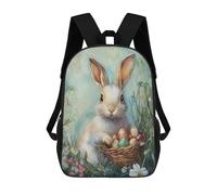 sinyumoney Mochila Escolar Impresa En 3D 17inch Mochila Infantil Easter Bunny with Basket of Eggs-3 Bolsas Para Libros Bolsas De Viaje De Alta Capacidad Para Niños/estudiantes/adultos
