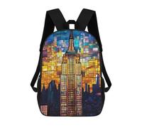 sinyumoney Mochila Escolar Impresa En 3D 17inch Mochila Infantil Empire State Building Stained Glass-1 Bolsas Para Libros Bolsas De Viaje De Alta Capacidad Para Niños/estudiantes/adultos