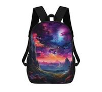 sinyumoney Mochila Escolar Impresa En 3D 17inch Mochila Infantil Fantasy Mountain Landscape -4 Bolsas Para Libros Bolsas De Viaje De Alta Capacidad Para Niños/estudiantes/adultos
