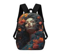 sinyumoney Mochila Escolar Impresa En 3D 17inch Mochila Infantil Floral Fantasy Portrait -2 Bolsas Para Libros Bolsas De Viaje De Alta Capacidad Para Niños/estudiantes/adultos