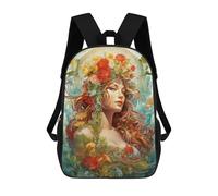 sinyumoney Mochila Escolar Impresa En 3D 17inch Mochila Infantil Floral Fantasy Portrait Bolsas Para Libros Bolsas De Viaje De Alta Capacidad Para Niños/estudiantes/adultos