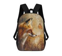 sinyumoney Mochila Escolar Impresa En 3D 17inch Mochila Infantil Fox Butterfly Oil Painting Bolsas Para Libros Bolsas De Viaje De Alta Capacidad Para Niños/estudiantes/adultos