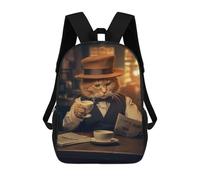 sinyumoney Mochila Escolar Impresa En 3D 17inch Mochila Infantil Funny Cat Coffee Newspaper Bolsas Para Libros Bolsas De Viaje De Alta Capacidad Para Niños/estudiantes/adultos