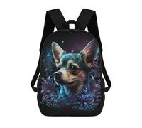sinyumoney Mochila Escolar Impresa En 3D 17inch Mochila Infantil Galactic Chihuahua with Flowers -5 Bolsas Para Libros Bolsas De Viaje De Alta Capacidad Para Niños/estudiantes/adultos