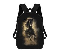 sinyumoney Mochila Escolar Impresa En 3D 17inch Mochila Infantil Galloping Horse with Golden Dust Bolsas Para Libros Bolsas De Viaje De Alta Capacidad Para Niños/estudiantes/adultos