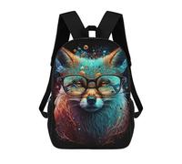 sinyumoney Mochila Escolar Impresa En 3D 17inch Mochila Infantil Glowing Fox with Glasses Art Print Bolsas Para Libros Bolsas De Viaje De Alta Capacidad Para Niños/estudiantes/adultos