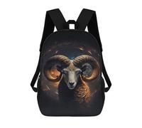 sinyumoney Mochila Escolar Impresa En 3D 17inch Mochila Infantil Golden Horned Ram Portrait -1 Bolsas Para Libros Bolsas De Viaje De Alta Capacidad Para Niños/estudiantes/adultos