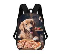 sinyumoney Mochila Escolar Impresa En 3D 17inch Mochila Infantil Golden Retriever Pizza Dog Bolsas Para Libros Bolsas De Viaje De Alta Capacidad Para Niños/estudiantes/adultos