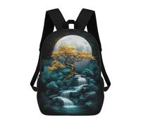 sinyumoney Mochila Escolar Impresa En 3D 17inch Mochila Infantil Golden Tree Moonlit Falls Bolsas Para Libros Bolsas De Viaje De Alta Capacidad Para Niños/estudiantes/adultos