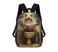 sinyumoney Mochila Escolar Impresa En 3D 17inch Mochila Infantil Grumpy Cat Reading Book on Toilet-1 Bolsas Para Libros Bolsas De Viaje De Alta Capacidad Para Niños/estudiantes/adultos