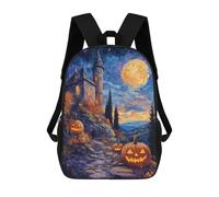 sinyumoney Mochila Escolar Impresa En 3D 17inch Mochila Infantil Halloween Castle with Jack-o'-Lanterns Bolsas Para Libros Bolsas De Viaje De Alta Capacidad Para Niños/estudiantes/adultos