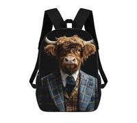 sinyumoney Mochila Escolar Impresa En 3D 17inch Mochila Infantil Highland Cow in Suit Bolsas Para Libros Bolsas De Viaje De Alta Capacidad Para Niños/estudiantes/adultos