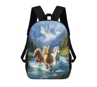 sinyumoney Mochila Escolar Impresa En 3D 17inch Mochila Infantil Horses Running in Mountain Stream Bolsas Para Libros Bolsas De Viaje De Alta Capacidad Para Niños/estudiantes/adultos