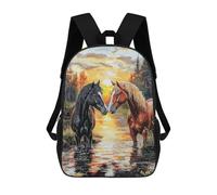 sinyumoney Mochila Escolar Impresa En 3D 17inch Mochila Infantil Horses Sunset Reflection Stream Bolsas Para Libros Bolsas De Viaje De Alta Capacidad Para Niños/estudiantes/adultos