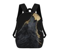 sinyumoney Mochila Escolar Impresa En 3D 17inch Mochila Infantil Howling Wolf at The Moon Bolsas Para Libros Bolsas De Viaje De Alta Capacidad Para Niños/estudiantes/adultos