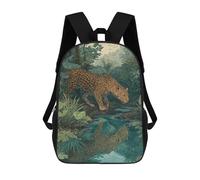 sinyumoney Mochila Escolar Impresa En 3D 17inch Mochila Infantil Jaguar in Amazon Rainforest-1 Bolsas Para Libros Bolsas De Viaje De Alta Capacidad Para Niños/estudiantes/adultos