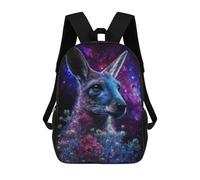 sinyumoney Mochila Escolar Impresa En 3D 17inch Mochila Infantil Kangaroo in Space Flowers Bolsas Para Libros Bolsas De Viaje De Alta Capacidad Para Niños/estudiantes/adultos
