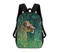 sinyumoney Mochila Escolar Impresa En 3D 17inch Mochila Infantil Lioness in Grass Painting Bolsas Para Libros Bolsas De Viaje De Alta Capacidad Para Niños/estudiantes/adultos