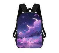 sinyumoney Mochila Escolar Impresa En 3D 17inch Mochila Infantil Magical Night Sky with Crescent Moon Bolsas Para Libros Bolsas De Viaje De Alta Capacidad Para Niños/estudiantes/adultos