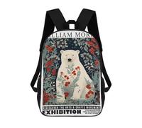 sinyumoney Mochila Escolar Impresa En 3D 17inch Mochila Infantil Morris Floral White Bear Exhibition Bolsas Para Libros Bolsas De Viaje De Alta Capacidad Para Niños/estudiantes/adultos