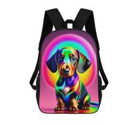 sinyumoney Mochila Escolar Impresa En 3D 17inch Mochila Infantil Neon Rainbow Dachshund Art Print Bolsas Para Libros Bolsas De Viaje De Alta Capacidad Para Niños/estudiantes/adultos