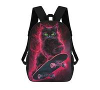 sinyumoney Mochila Escolar Impresa En 3D 17inch Mochila Infantil Neon Skateboarding Cat Art Print -2 Bolsas Para Libros Bolsas De Viaje De Alta Capacidad Para Niños/estudiantes/adultos