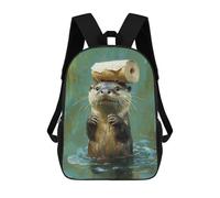 sinyumoney Mochila Escolar Impresa En 3D 17inch Mochila Infantil Otter Balancing Log on Head Bolsas Para Libros Bolsas De Viaje De Alta Capacidad Para Niños/estudiantes/adultos