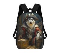 sinyumoney Mochila Escolar Impresa En 3D 17inch Mochila Infantil Pirate Dog Treasure Chest-111 Bolsas Para Libros Bolsas De Viaje De Alta Capacidad Para Niños/estudiantes/adultos