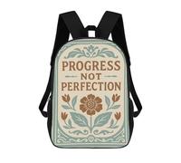 sinyumoney Mochila Escolar Impresa En 3D 17inch Mochila Infantil Progress Not Perfection Floral Art Print Bolsas Para Libros Bolsas De Viaje De Alta Capacidad Para Niños/estudiantes/adultos
