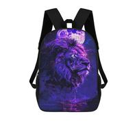 sinyumoney Mochila Escolar Impresa En 3D 17inch Mochila Infantil Purple Lion Moon Art Print Bolsas Para Libros Bolsas De Viaje De Alta Capacidad Para Niños/estudiantes/adultos