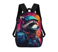 sinyumoney Mochila Escolar Impresa En 3D 17inch Mochila Infantil Raccoon Astronaut Space Suit-1 Bolsas Para Libros Bolsas De Viaje De Alta Capacidad Para Niños/estudiantes/adultos