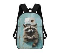 sinyumoney Mochila Escolar Impresa En 3D 17inch Mochila Infantil Raccoon with Toilet Paper on Head Bolsas Para Libros Bolsas De Viaje De Alta Capacidad Para Niños/estudiantes/adultos