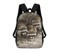 sinyumoney Mochila Escolar Impresa En 3D 17inch Mochila Infantil Raccoons Drinking Water Bolsas Para Libros Bolsas De Viaje De Alta Capacidad Para Niños/estudiantes/adultos
