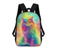 sinyumoney Mochila Escolar Impresa En 3D 17inch Mochila Infantil Rainbow Cat Art Print Bolsas Para Libros Bolsas De Viaje De Alta Capacidad Para Niños/estudiantes/adultos