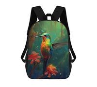 sinyumoney Mochila Escolar Impresa En 3D 17inch Mochila Infantil Rainbow Hummingbird in Amazon Rainforest-1 Bolsas Para Libros Bolsas De Viaje De Alta Capacidad Para Niños/estudiantes/adultos