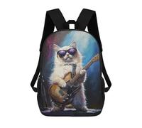sinyumoney Mochila Escolar Impresa En 3D 17inch Mochila Infantil Rock Star Kitten Guitar Painting Bolsas Para Libros Bolsas De Viaje De Alta Capacidad Para Niños/estudiantes/adultos