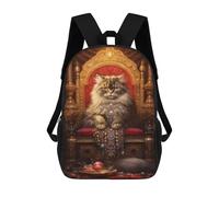 sinyumoney Mochila Escolar Impresa En 3D 17inch Mochila Infantil Royal Persian Cat Throne-4 Bolsas Para Libros Bolsas De Viaje De Alta Capacidad Para Niños/estudiantes/adultos
