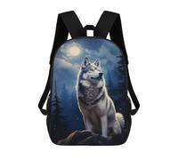sinyumoney Mochila Escolar Impresa En 3D 17inch Mochila Infantil Siberian Husky at Night Bolsas Para Libros Bolsas De Viaje De Alta Capacidad Para Niños/estudiantes/adultos